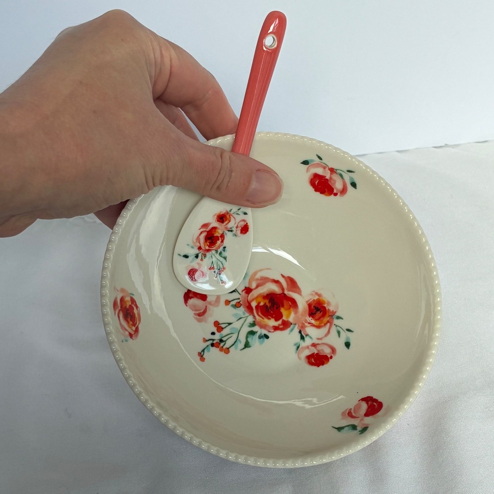 10 Strawberry St. Bowl & Spoon Set Artisan Collection Cottage Shabby Chic Farm